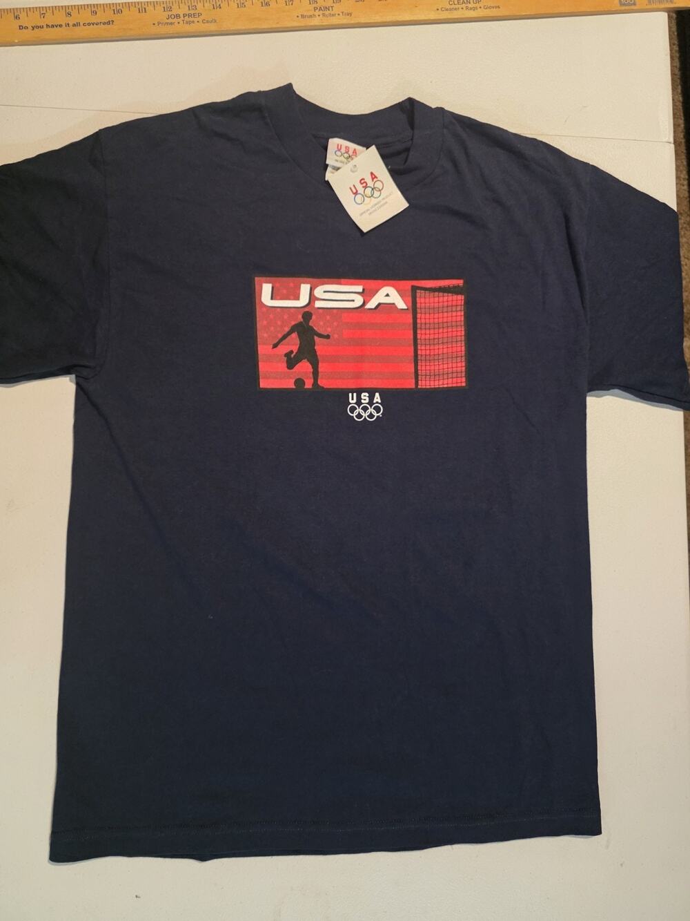 VTG 90s USA Olympics Soccer T Shirt Team USA Olympic NWT Large Navy Blue